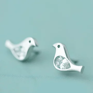 925銀針&times;晶鑽鳥兒&times;耳針