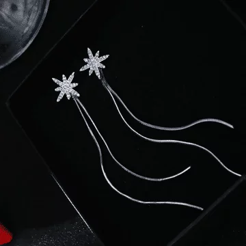 925銀針&times;光芒之星&times;後掛式流蘇耳針