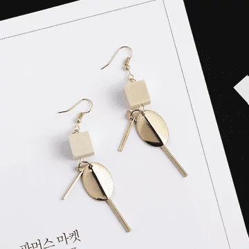木塊金屬葉片×吊墜耳勾
