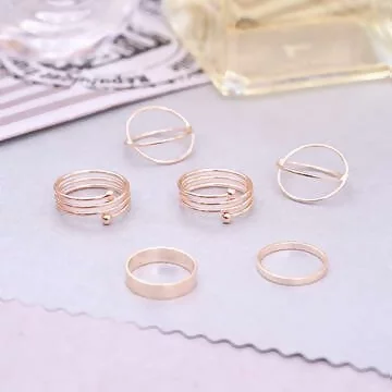 交叉繞圈圈&times;六套件戒指組&times;金