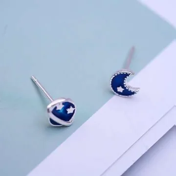 925銀針&times;星球與月亮&times;不對稱耳針