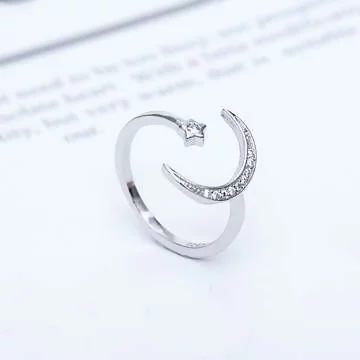 925銀飾&times;大彎月之星&times;開口戒指