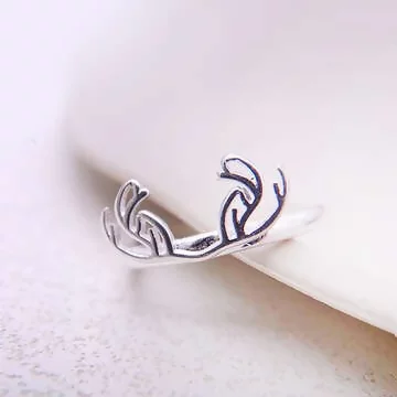 925銀飾×鹿角×開口戒指