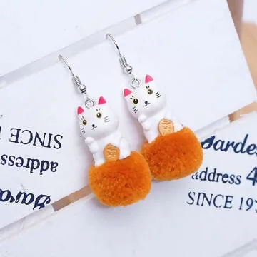 招財貓公仔毛球&times;吊墜耳勾