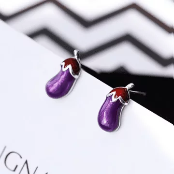 925銀針&times;茄子笑一個&times;耳針