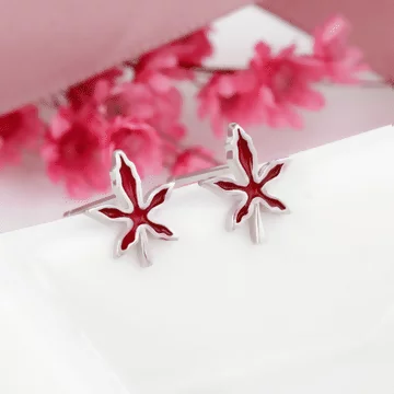 925銀針&times;紅掌楓葉&times;耳針