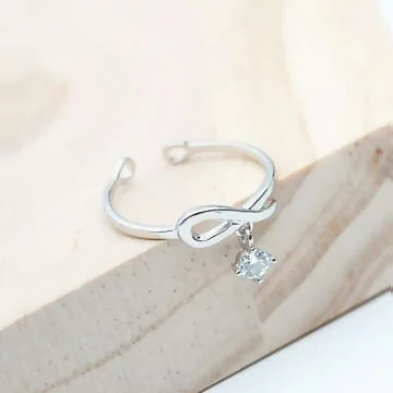 925銀飾×繞結垂鑽×開口戒指