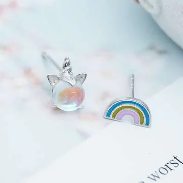 925銀針&times;彩虹極光獨角獸&times;耳針