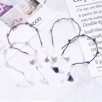 薄紗小花苞珍珠&times;假耳環髮箍&times;共四色