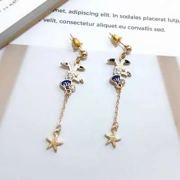 海鷗晶鑽貝殼之星×吊墜耳環