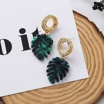 麻花圈芭蕉葉&times;吊墜耳環