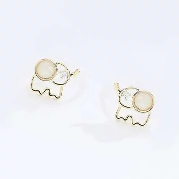 晶透鏤空小象&times;U型耳夾