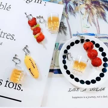 吃烤肉串配啤酒×不對稱螺旋耳夾×共三款