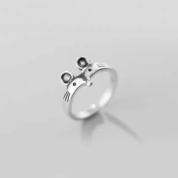 925銀飾&times;俏皮小老鼠&times;開口戒指