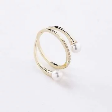 交叉鋯鑽珍珠×戒指