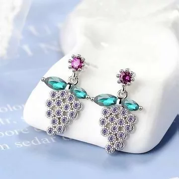 紫葡萄晶鑽&times;吊墜耳環