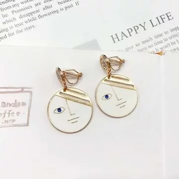 抽象臉圓圓×三角耳夾