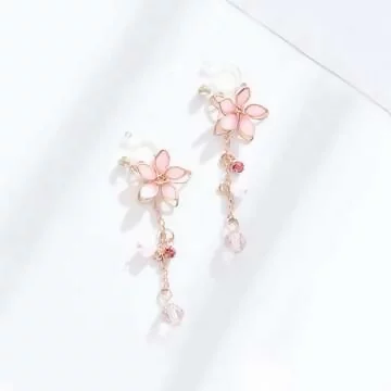 粉櫻綻開×U型耳夾