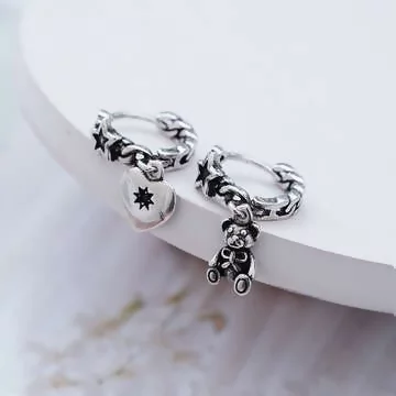 星星小熊愛心&times;不對稱吊墜耳扣