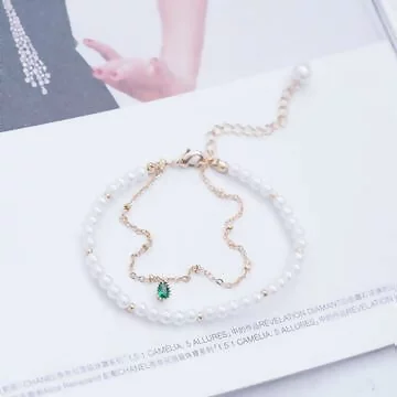 珍珠綠寶石×雙層手鍊
