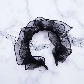黑蕾絲珍珠&times;髮箍