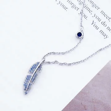 925銀飾&times;藍晶小羽毛&times;鎖骨項鍊