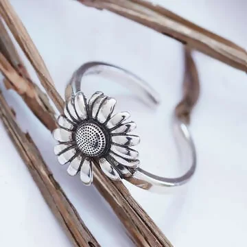 925銀飾&times;復古雛菊小花&times;開口戒指