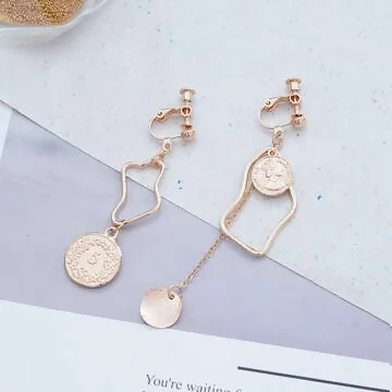 不規則希臘硬幣&times;不對稱螺旋耳夾