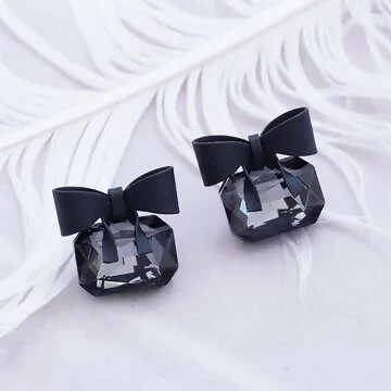 黑晶酷酷蝴蝶結&times;吊墜耳環