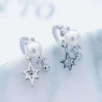 珍珠光芒×U型耳骨耳夾