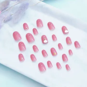 桃粉扇形水鑽亮面&times;穿戴式手指甲片&times;二十四入