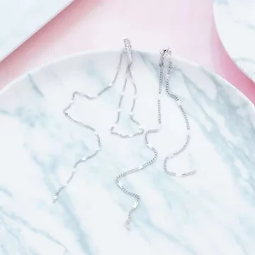排鑽超長鍊條&times;後掛式不對稱耳環
