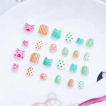 兒童×動物森林亮面×穿戴式手指甲片×二十四入