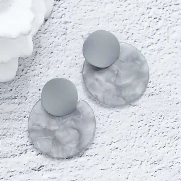 迷彩銀河灰圓片×吊墜耳環