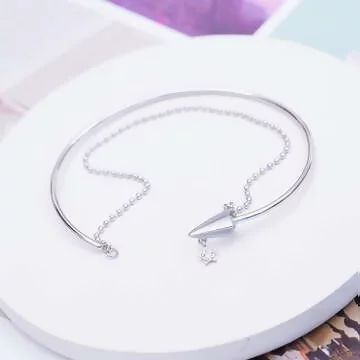 925銀飾&times;紙飛機雙層珠鍊&times;開口手環