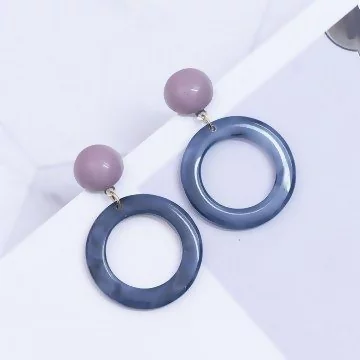 藏藍圓環圈圈&times;吊墜耳環