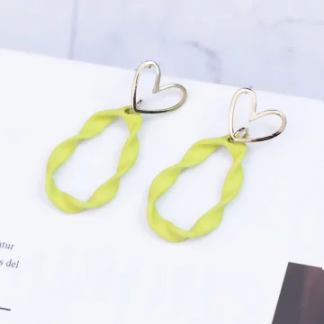 扭結綠圈圈愛心&times;吊墜耳環