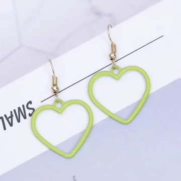 綠色極簡鏤空愛心&times;吊墜耳勾