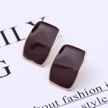 暗紅簡約弧面長方&times;吊墜耳環