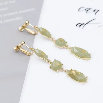 湖水綠燦金寶石&times;螺旋耳夾