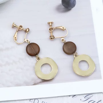 波浪圓環米咖撞色&times;螺旋耳夾