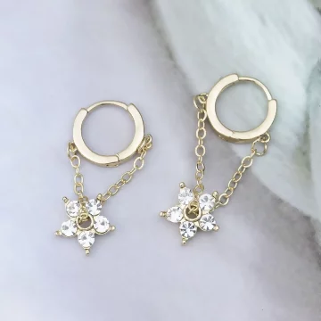 水晶小花垂鍊&times;耳扣