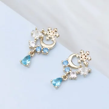 雪花星月藍眼淚×吊墜耳環