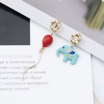 小藍象紅氣球&times;不對稱三角耳夾