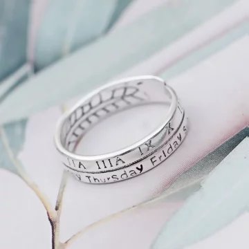 925銀飾&times;星期字母羅馬數字&times;開口戒指