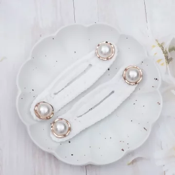 開口毛線珍珠&times;二套件口罩延伸防勒帶&times;雪白