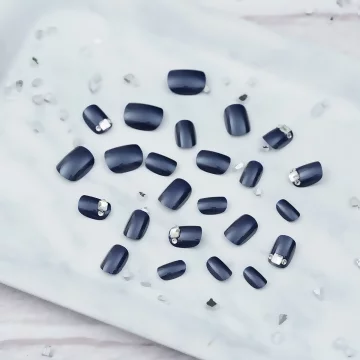 寶藍極簡方鑽亮面&times;穿戴式手指甲片&times;二十四入 