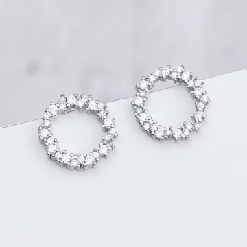 925銀針×圓圈晶鑽×吊墜耳環