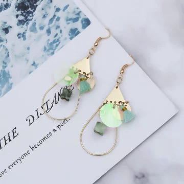 水滴線條亮片垂珠&times;吊墜耳勾