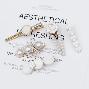 白玫瑰氣質晶鑽×五套件髮夾組